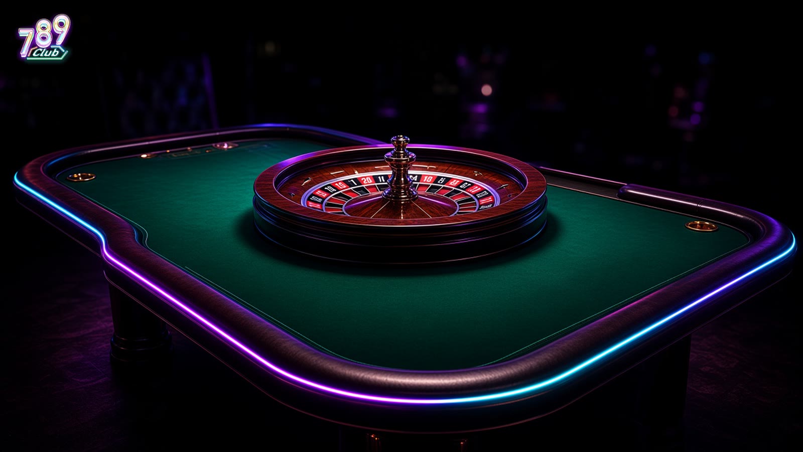 Sảnh casino 789CLUB với bàn roulette trống